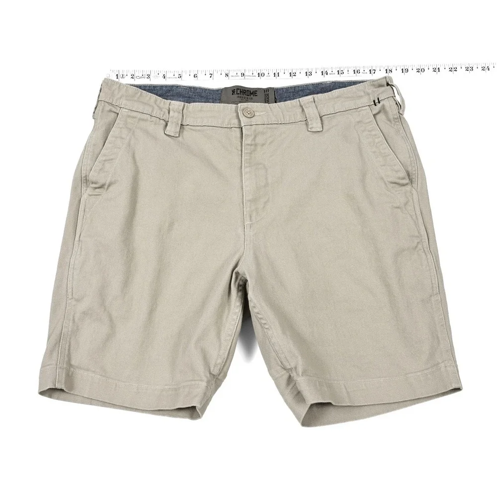 Chrome Industries Mens 36 Khaki Stretch Chino Shorts Commuter Performance Casual